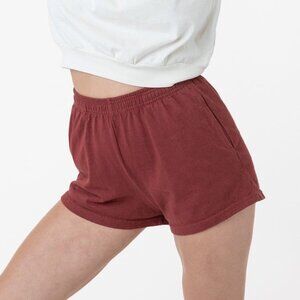 LOS ANGELES AMERICAN APPAREL RED COTTON GARMENT DYED SHORTS MEDIUM